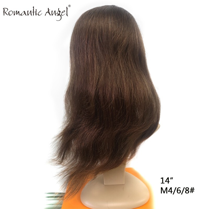 100% Remy human hair half wigs 35cm(14inch) Straight and curly light brown