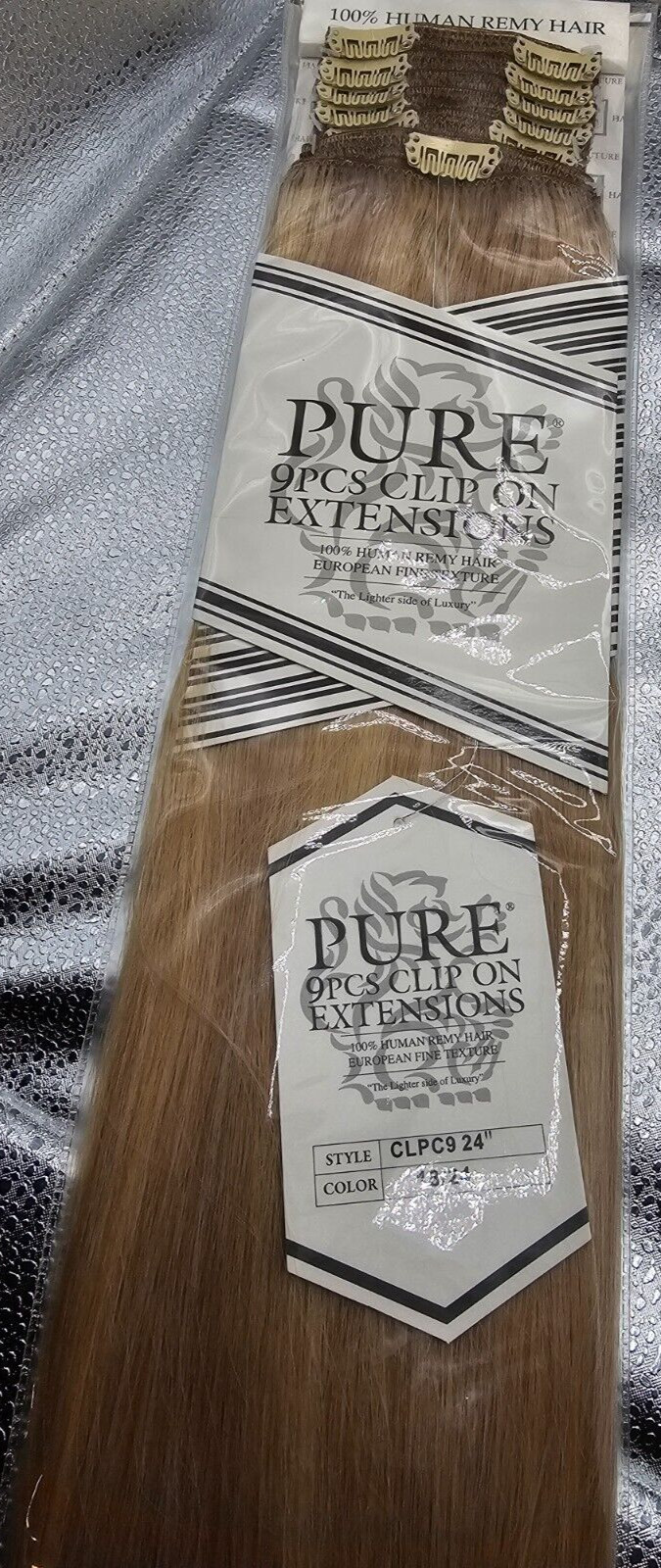 Pure Clip On Extensions – 100% Human Remy Hair – 24″ – Color 18/24 (9 PCS)