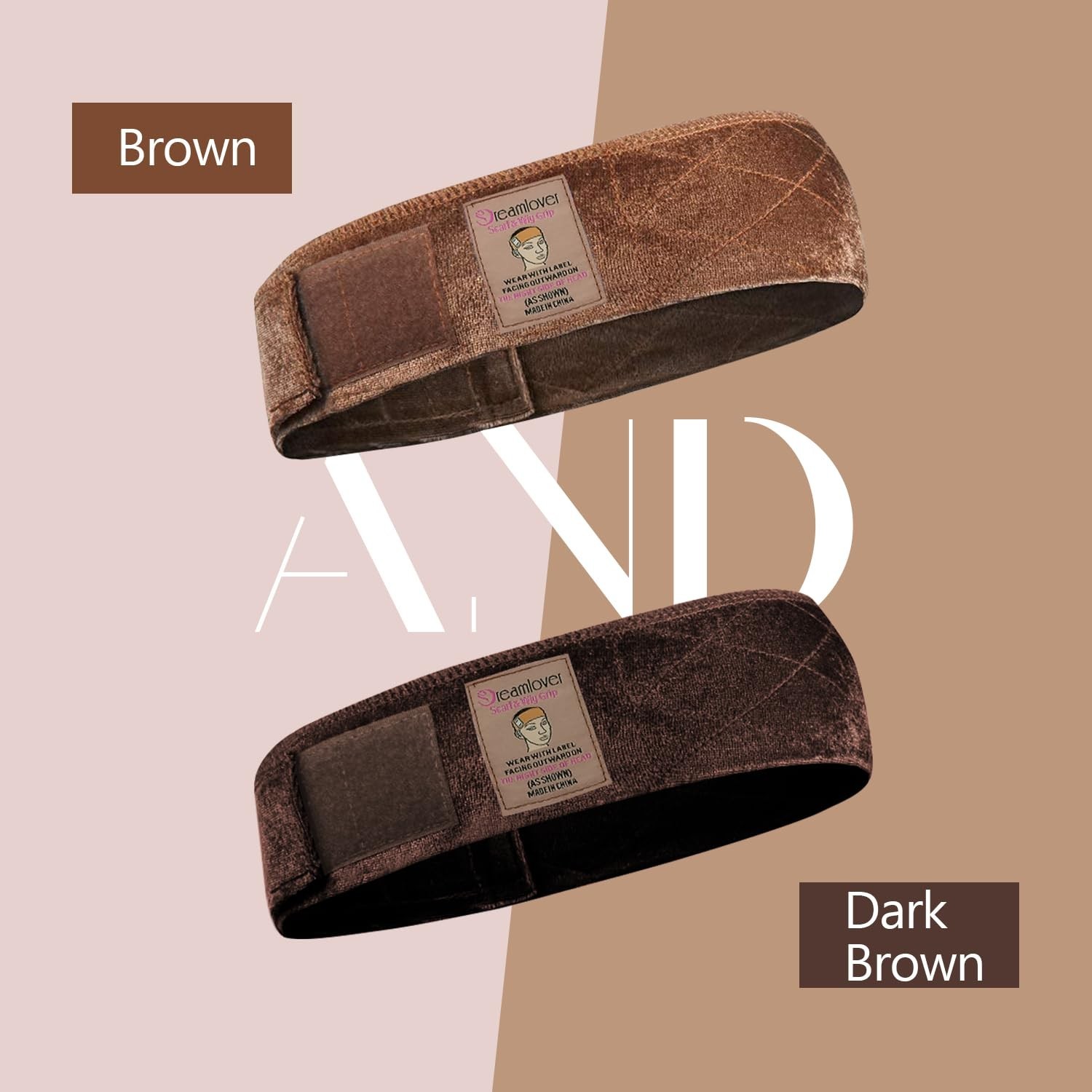 Dark Brown Wig Grip Bands 2 Count Adjustable Velour Comfortable Secure Fit
