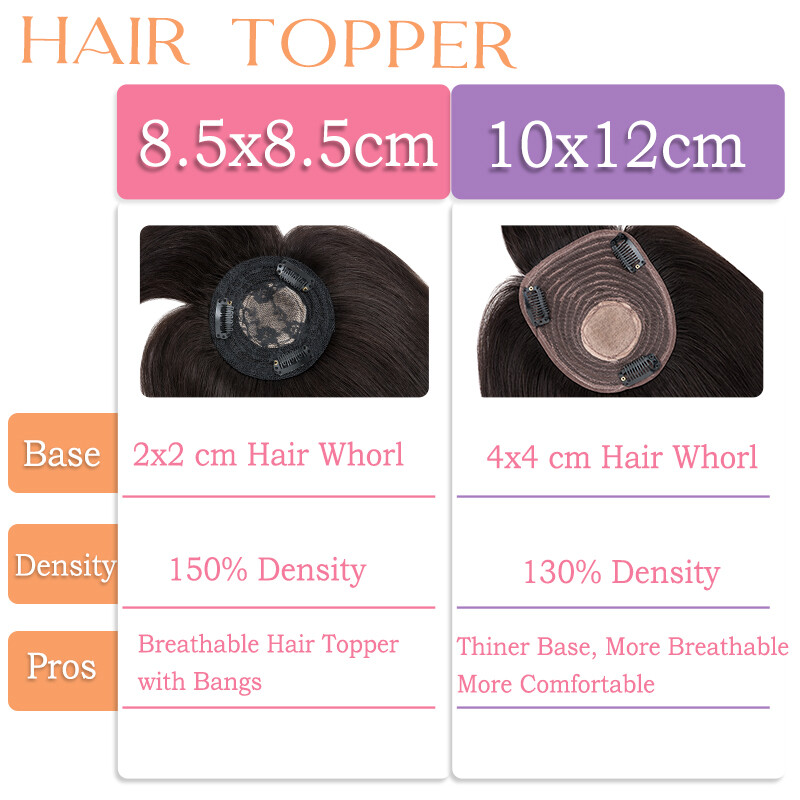 Clip In Top Mono Base Remy Human Hair Topper Women Hairpiece Toupee with Bangs