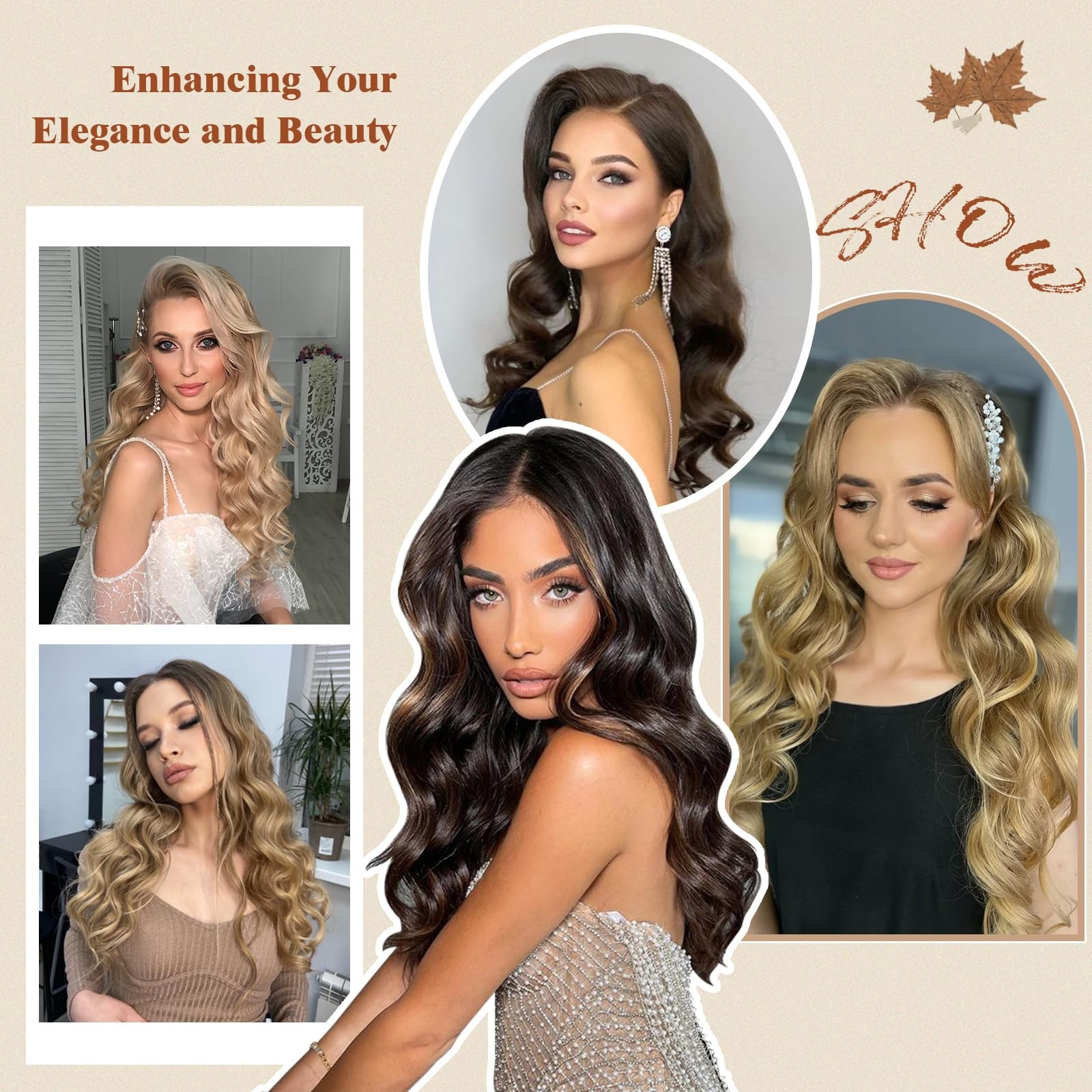 FESHFEN Invisible Wire Hair Extensions 20″ Long Wavy Synthetic Black