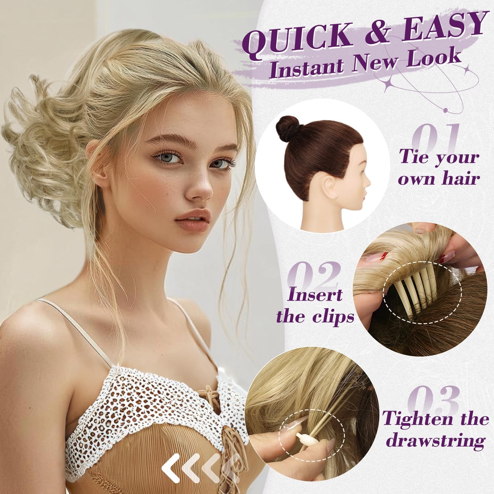 BARSDAR Ombre Blonde Drawstring Ponytail Extensions Honey Mixed