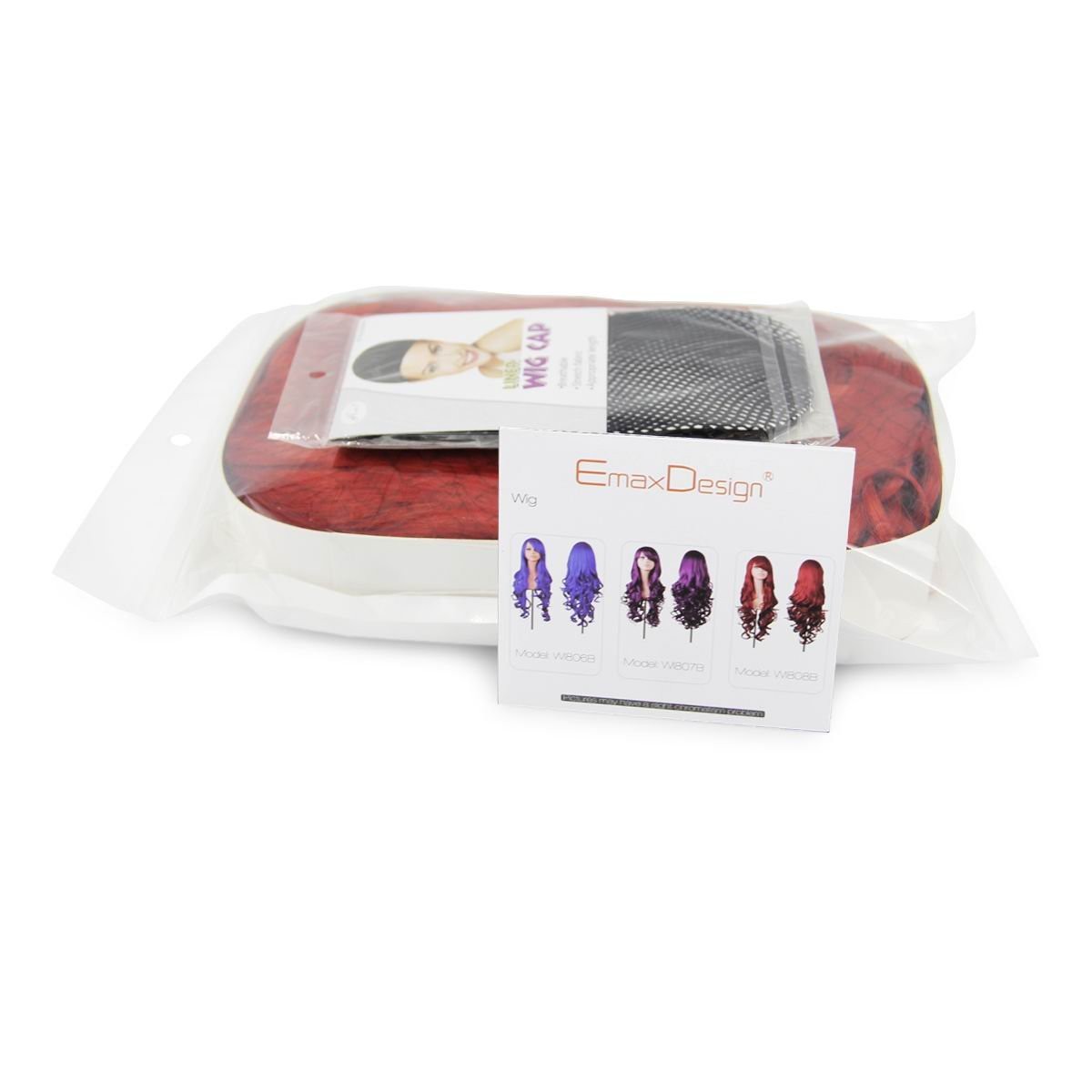 Wigs 32 inch Wavy Curly Cosplay Wig With Wig Cap and Comb (Dark Red)