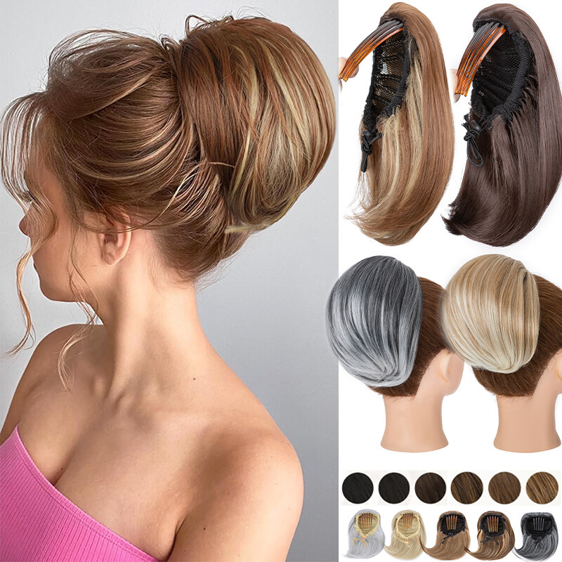 Elegant Hepburn Bun Hair Piece Comb Clip In Scrunchies Updo Extensions Ponytail