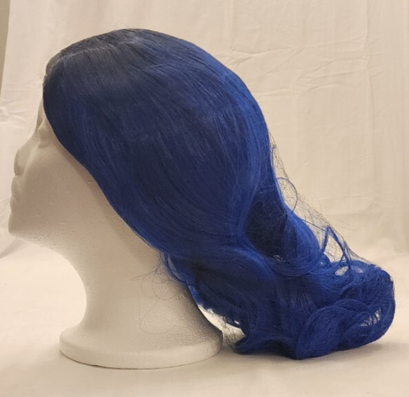 topcosplay Blue with black roots wig for kids/girls – wavy – with tiara and net