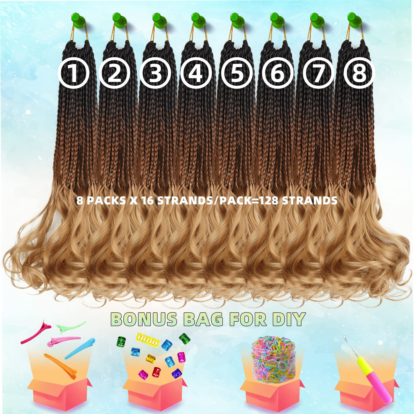 Hahoness French Curl Braids Crochet Hair For Black Women – 14 Inch 8 Packs