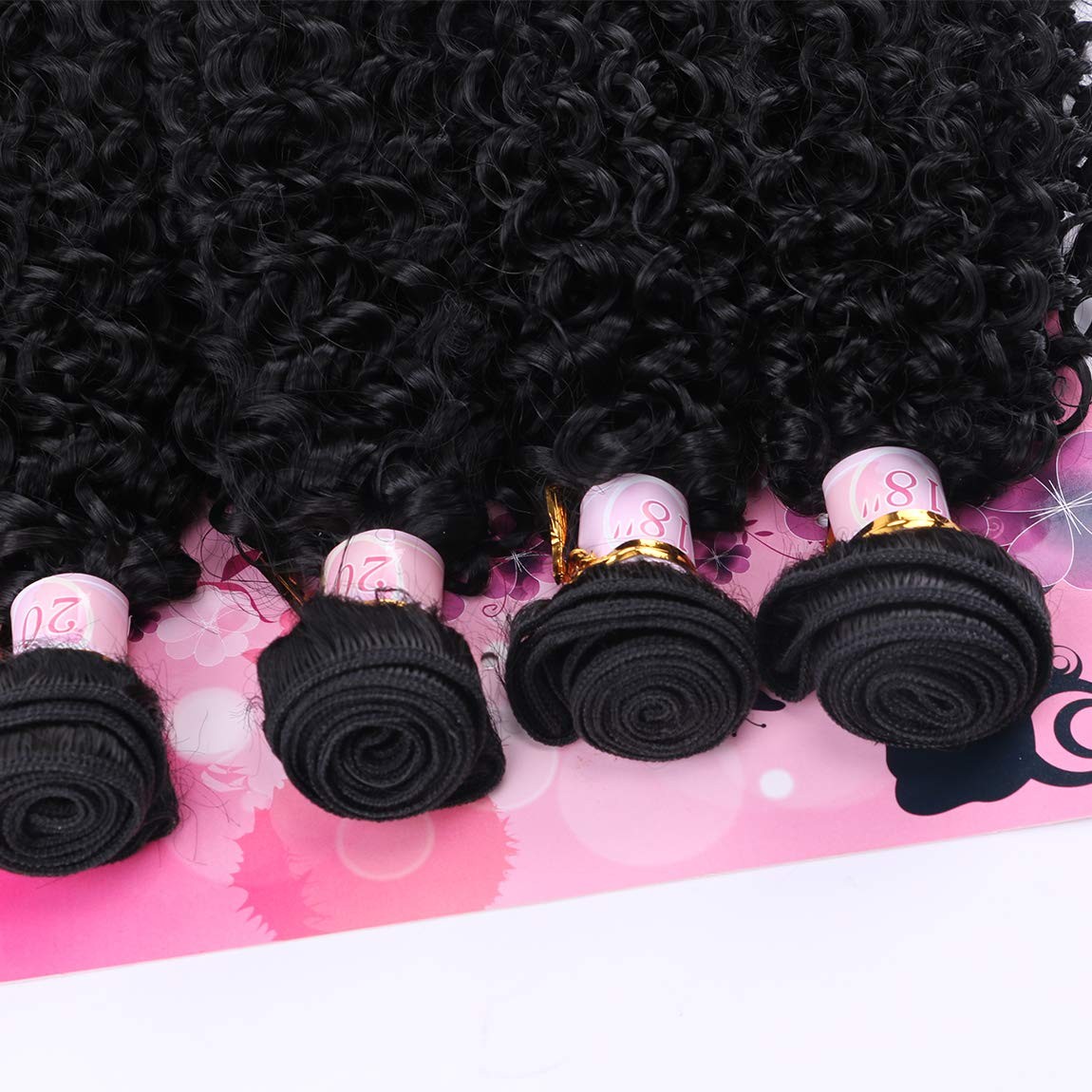 Kinky Curly Hair Bundles Synthetic Hair Weave Bundles 18 18 20 20 Inches 4 Pi…