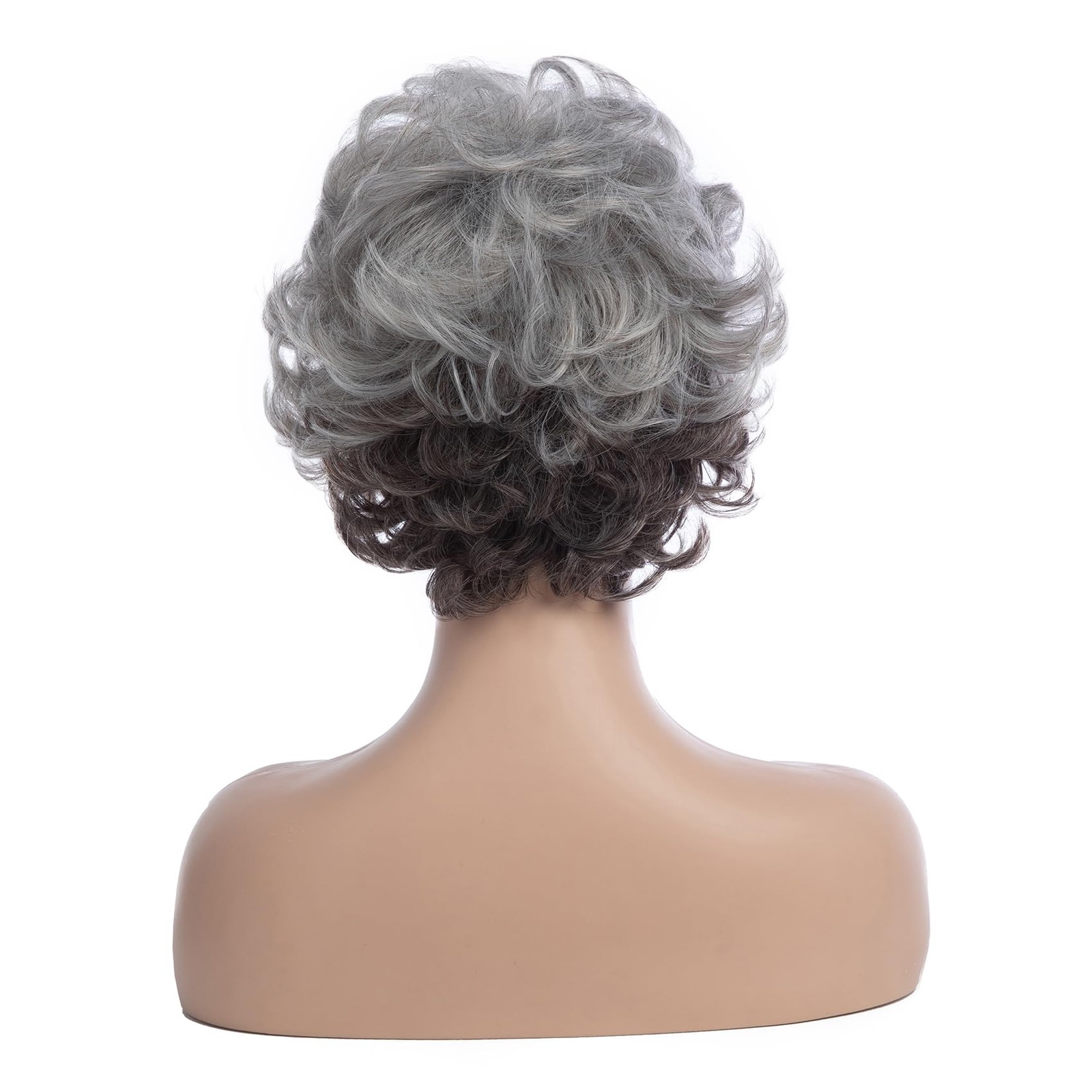 Short Fluffy Grey Wigs for Women Natural Looking Synthetic Short Curly Cospla…