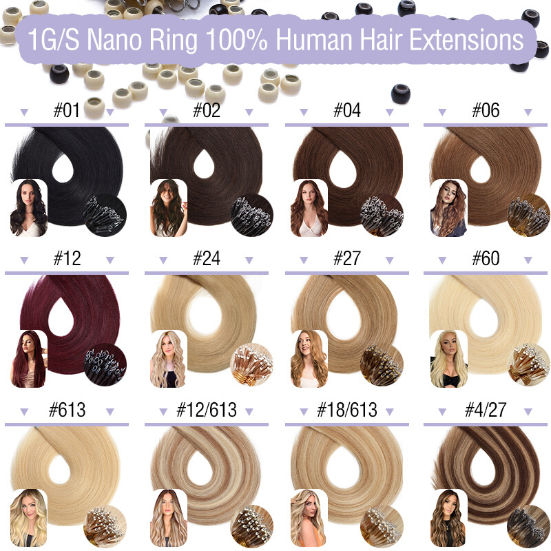 Nano Ring Micro Loop Beads Real Remy Human Hair Extensions Thick Russian 1g/s