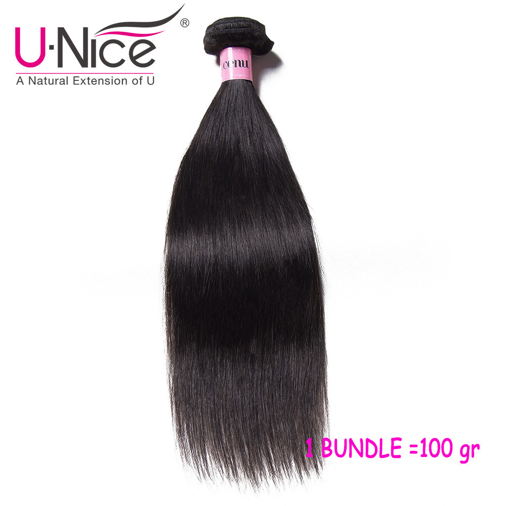 UNice Hair Indian Straight Human Hair Extensions Weaves 1-3 Bundles Weaves Wefts