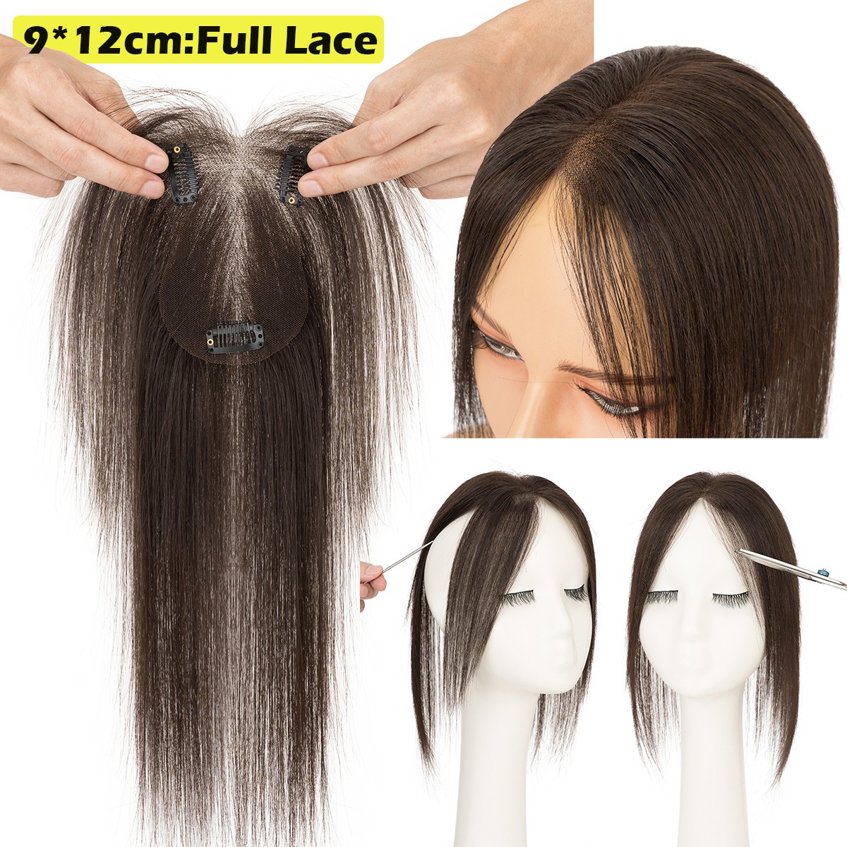 Remy Hair Toppers Clip In Real Human Hair Extensions Top Lace Toupee Hairpiece U