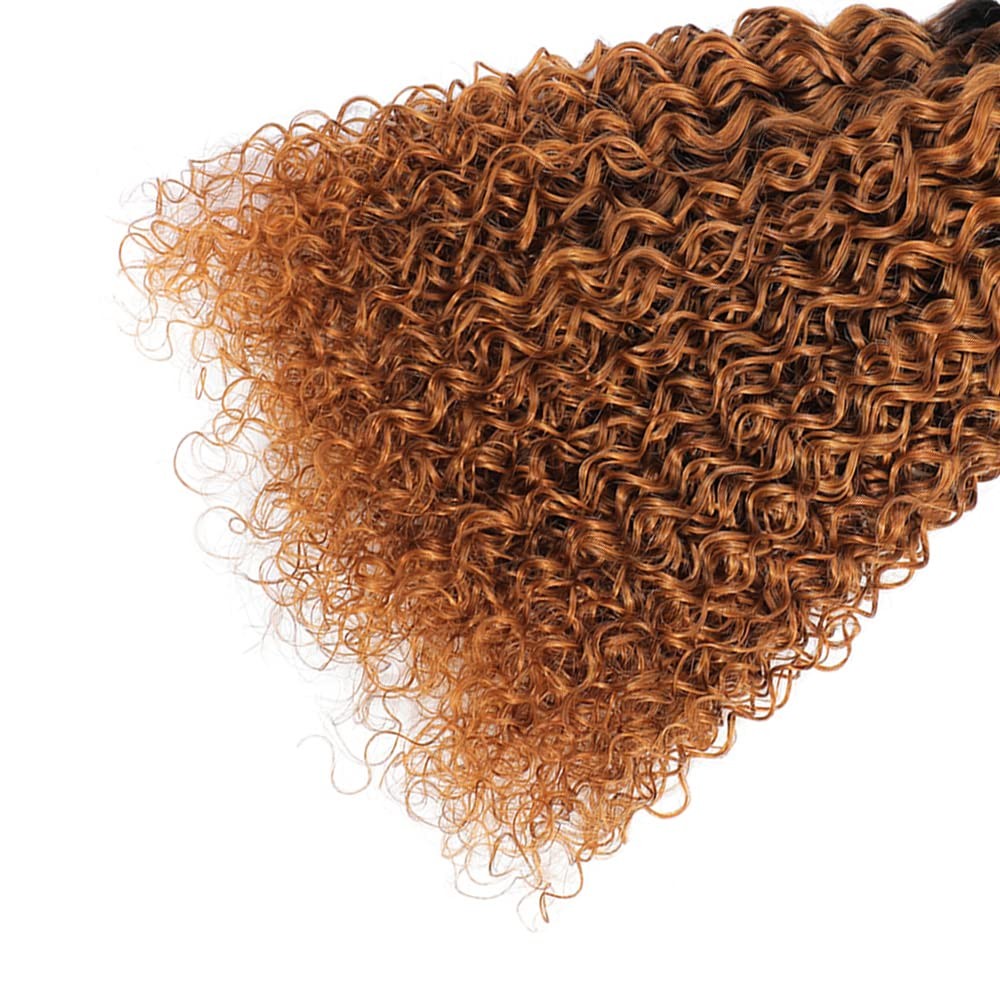 Capurchra 1B30 Ombre Kinky Curly Bundle Dark Brown Human Hair 3 Bundles 24 26