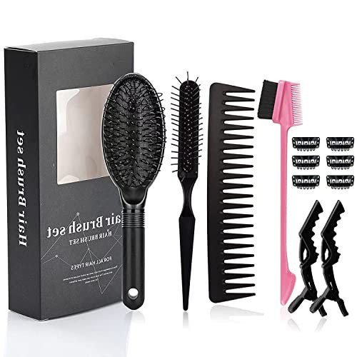 12Pcs Wig Styling Set – Massage Brush, Wide-Tooth Comb, Edge Brush & Clips for W
