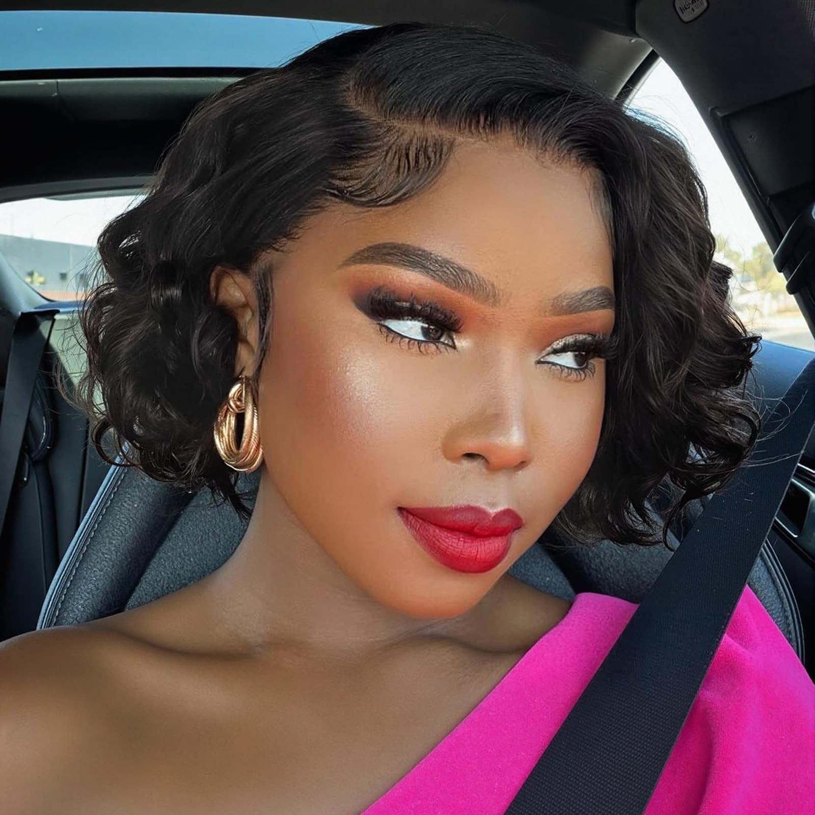 Wiger Curly Bob Wig Human Hair Pre Plucked Pre Cut Short Curly Lace Frontal