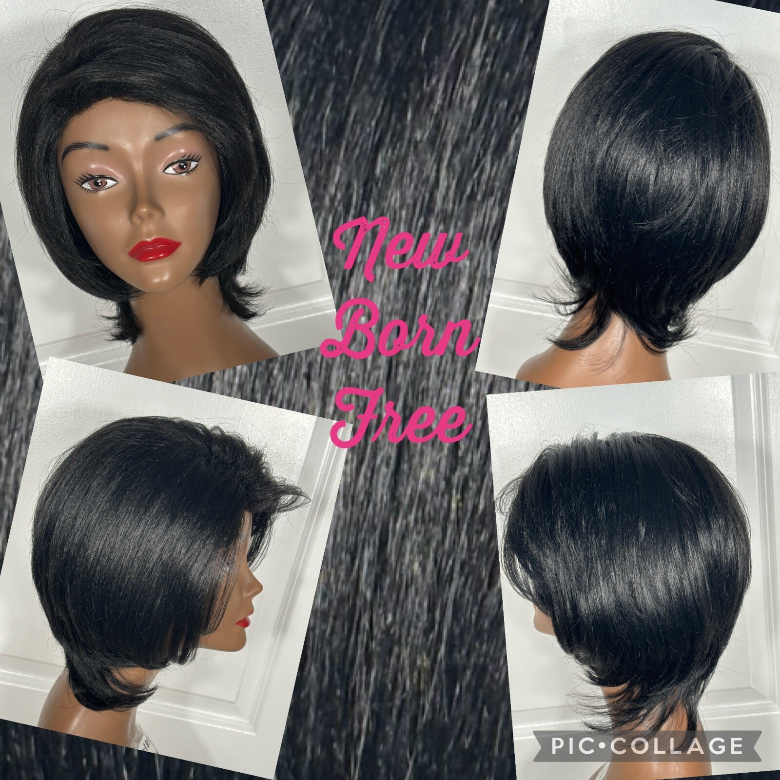 New Born Free Synthetic Wig CINDY Black Size Average Mid Length Never Worn B-9