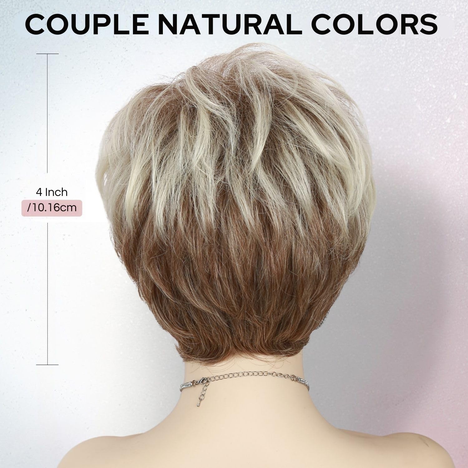Short Blonde Pixie Cut Wig for White Women, Layered Ombre Blonde Synthetic Wi…