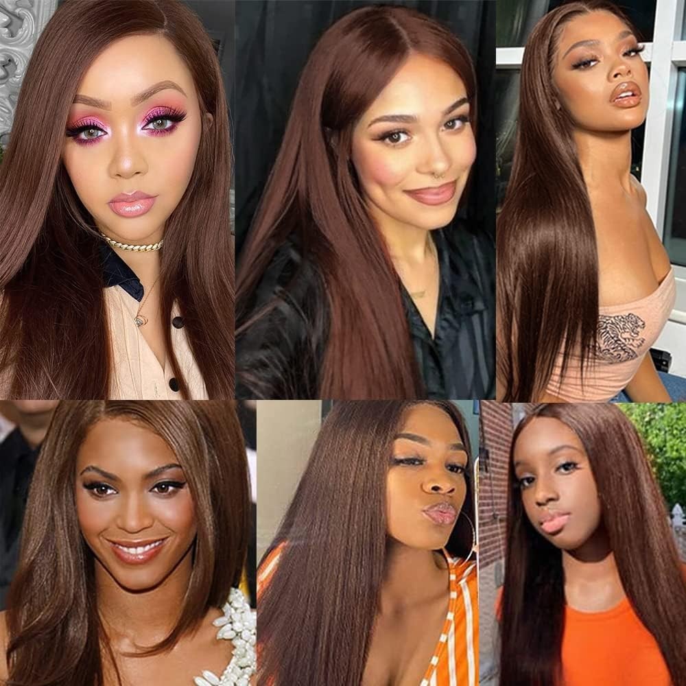 Xddnamei Brazilian Virgin Human Hair Bundles Chocolate Brown Color 4 Straight