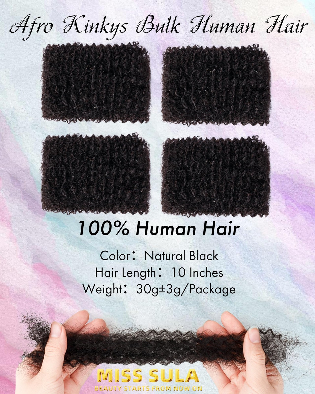 Miss Sula Afro Kinkys Bulk Human Hair Curly Braiding Hairhair Extensions 100