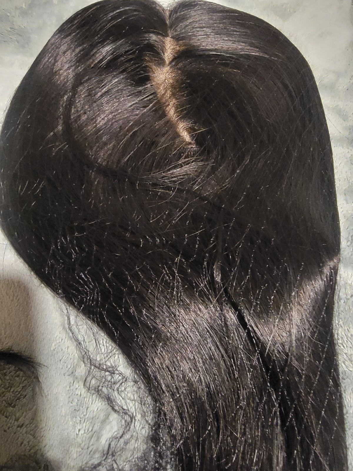 16in Human Hair Topper for Women 7.5×7.5in Injected Silk Base 130% Density #1B