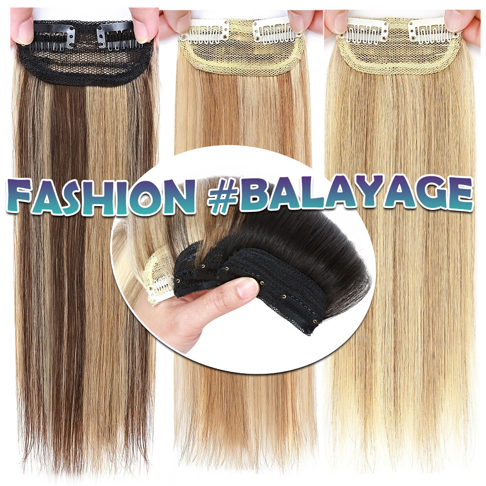 Clip In Side Invisible Patch ONE PIECE 100% Real Human Hair Pads Extensions Weft