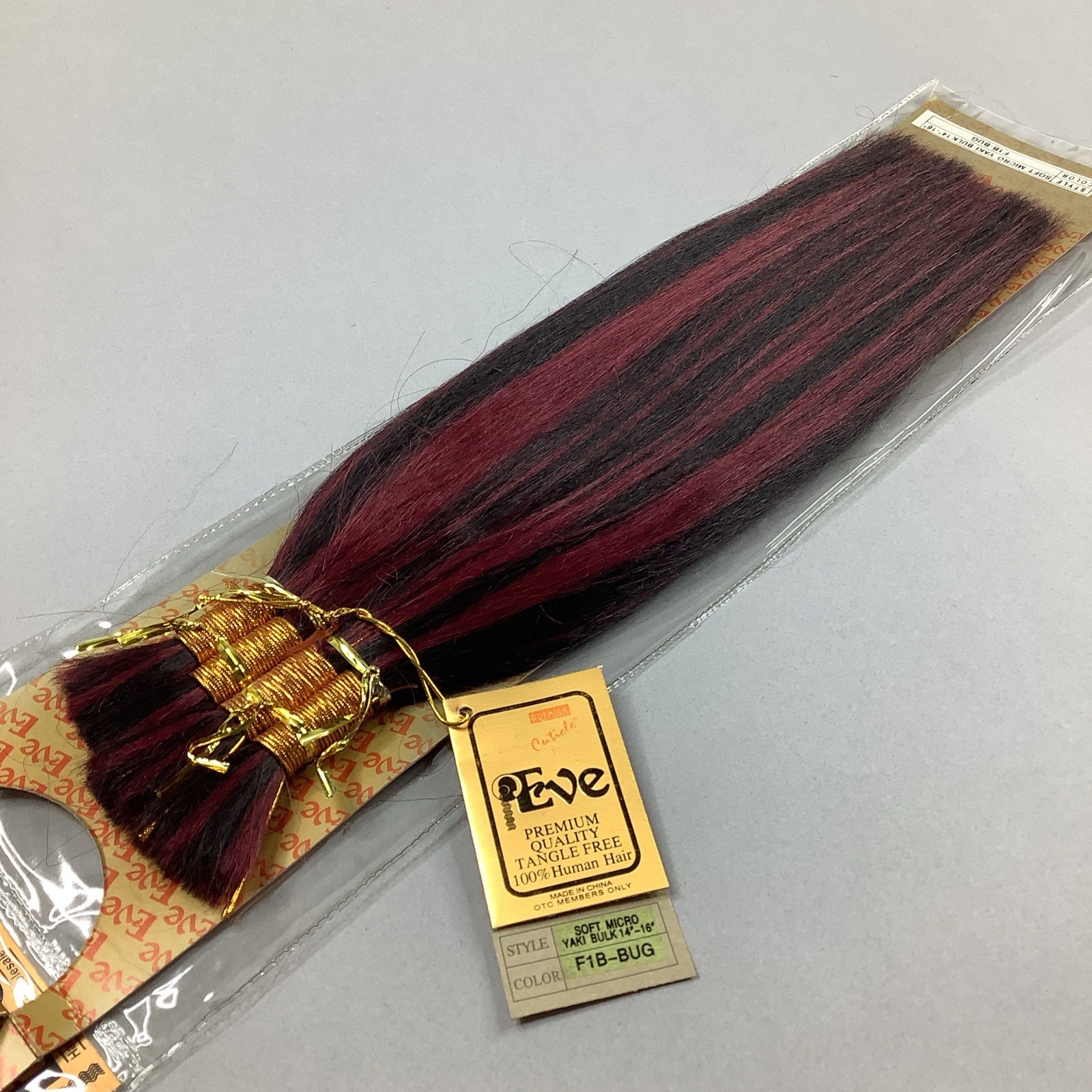 14” 100% Human Hair F1B/Bug Black Burgundy Straight Yaki Bulk Micro Braid Hair