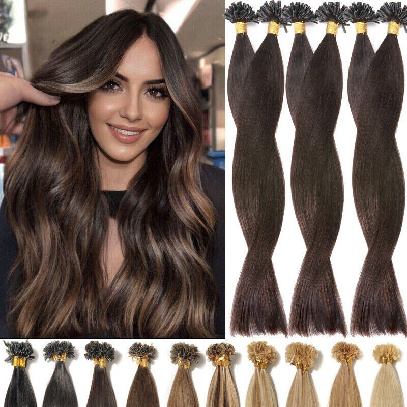 100PCS Keratin Bonded U Tip Human Hair Extensions Double Drawn European Hair 1g