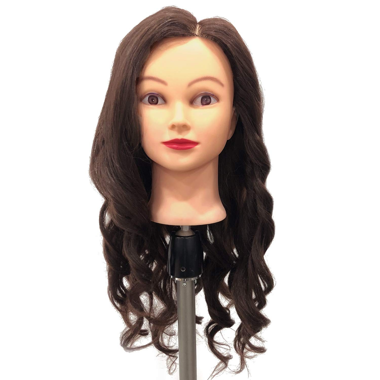 Mannequin Head with Real Hair 60% Straight Training Head with Sturdy Clamp and T