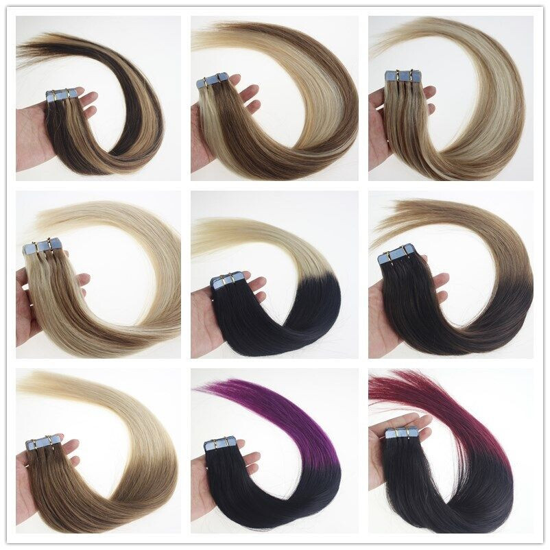 Invisible Tape in Hair Extensions 100%Real Human Hair Skin Weft Premium RemyHair