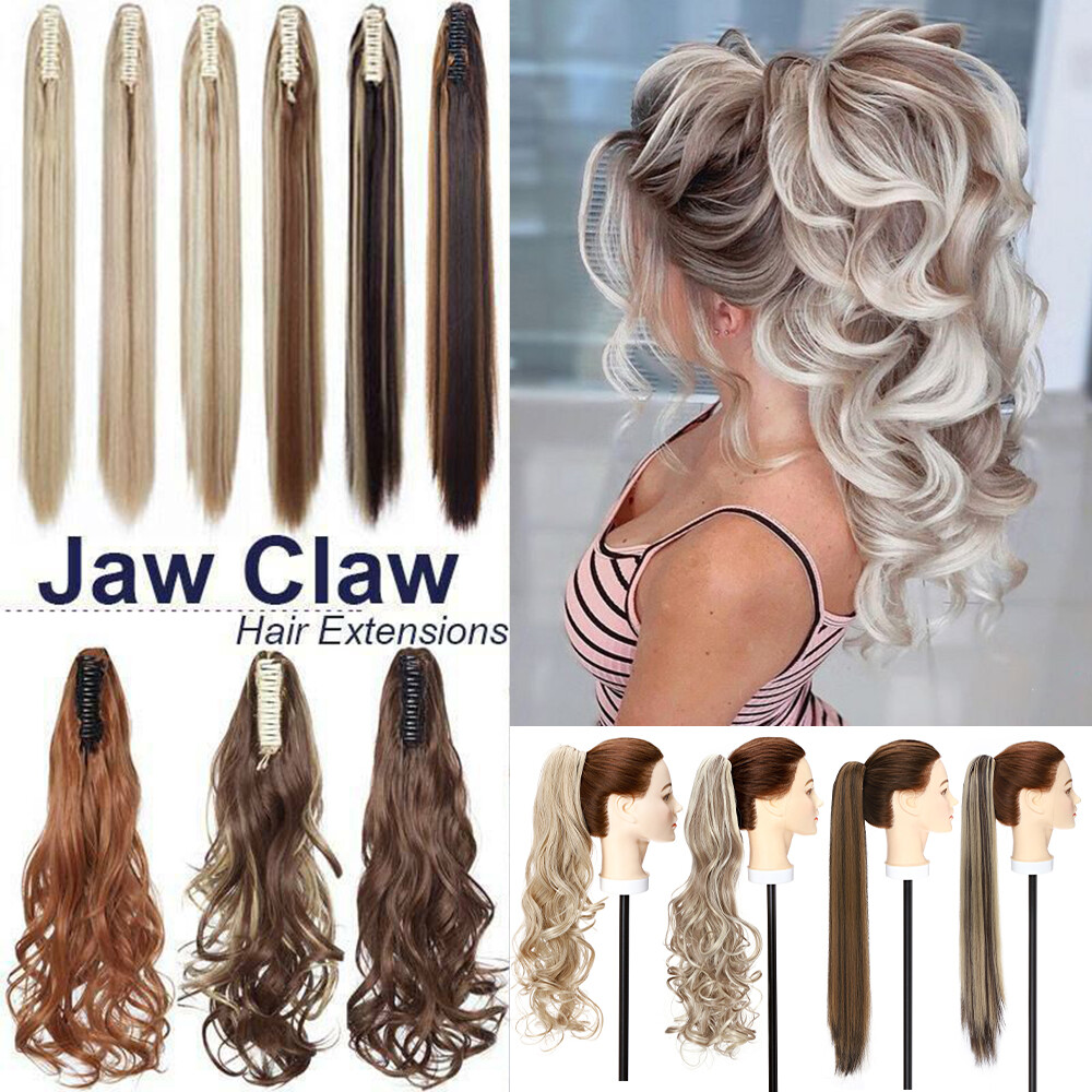 Real Thick Clip In Pony Tail Hair Extensions Jaw Claw Clip In Ponytail As Human