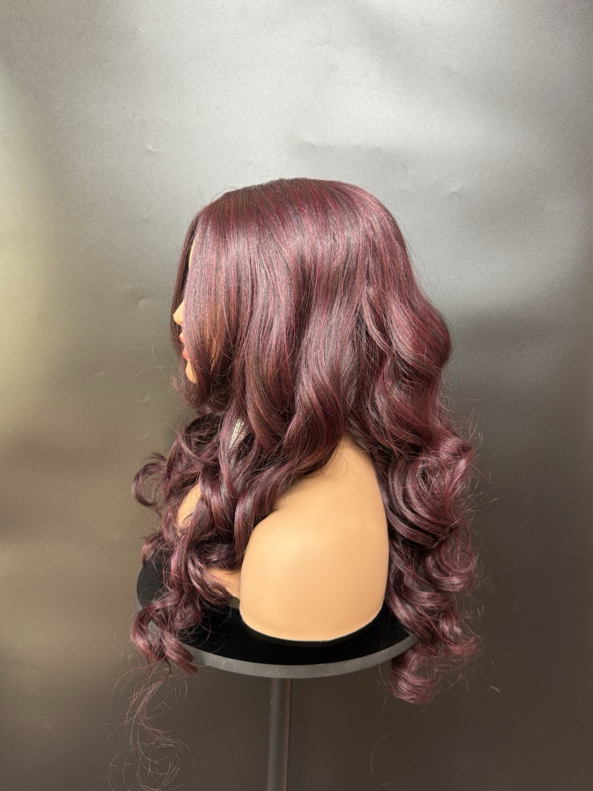 Wine Red burgundy wig 24 inch long Lace Front Middle Part