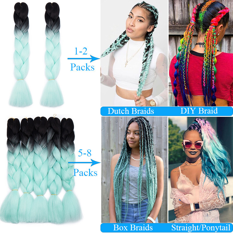 24” Real Thick Rainbow Braiding hair Straight Kanekelon Jumbo Hair Weaving Hair