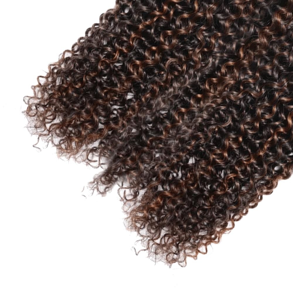 Ombre Bundles P1B30 Kinky Curly Human Hair Bundle 1B30 Highlight Brown Curly …
