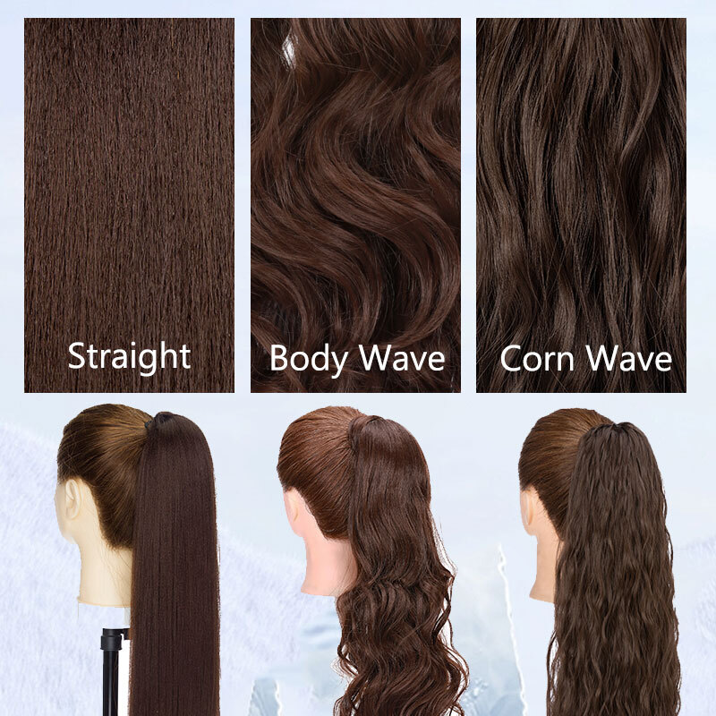 Thick Natural Pony Tail Clip In Drawstring Ponytail Wrap on Hair Extensions US