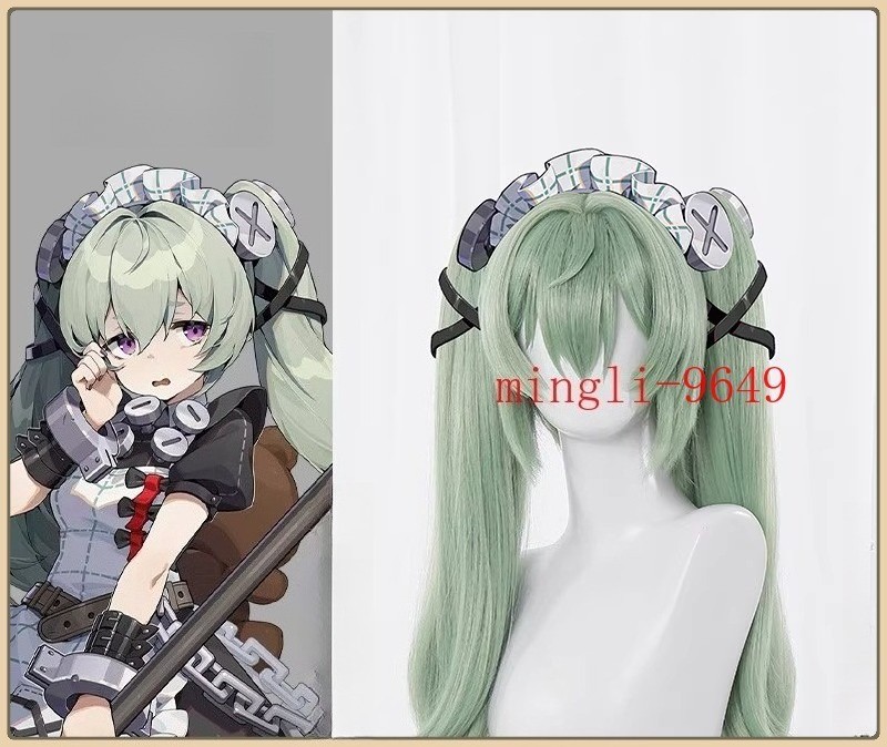 Zenless Zone Zero Corin Wickes Wig Green Long Hair Hairpiece Prop Dual Horsetail