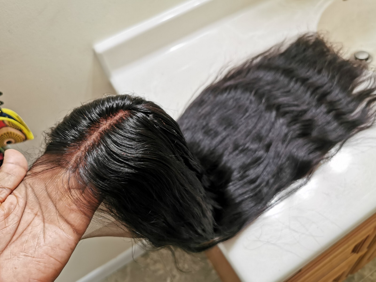 New Custom High Quality 28” 360 Lace Straight Human Hair Wig 1B