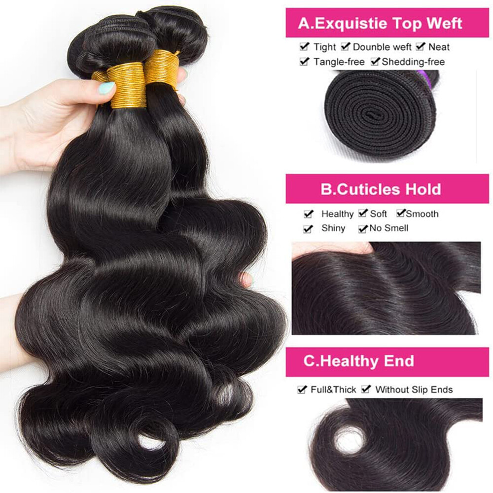 9A Human Hair Bundles Remy Virgin Hair Extensions Straight Body Wave Water Curly