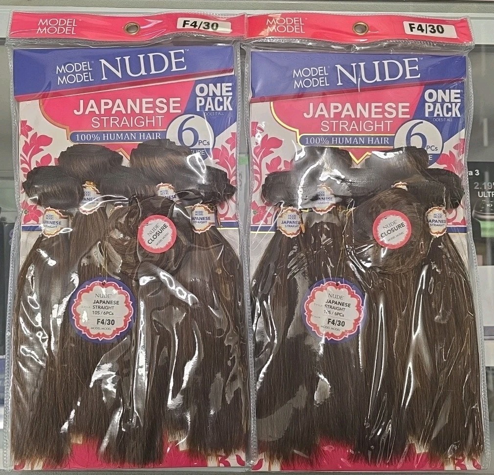 2 Pack- Model Model Nude Japanese Straight 100% Human Hair 6 Pcs Color F4/30
