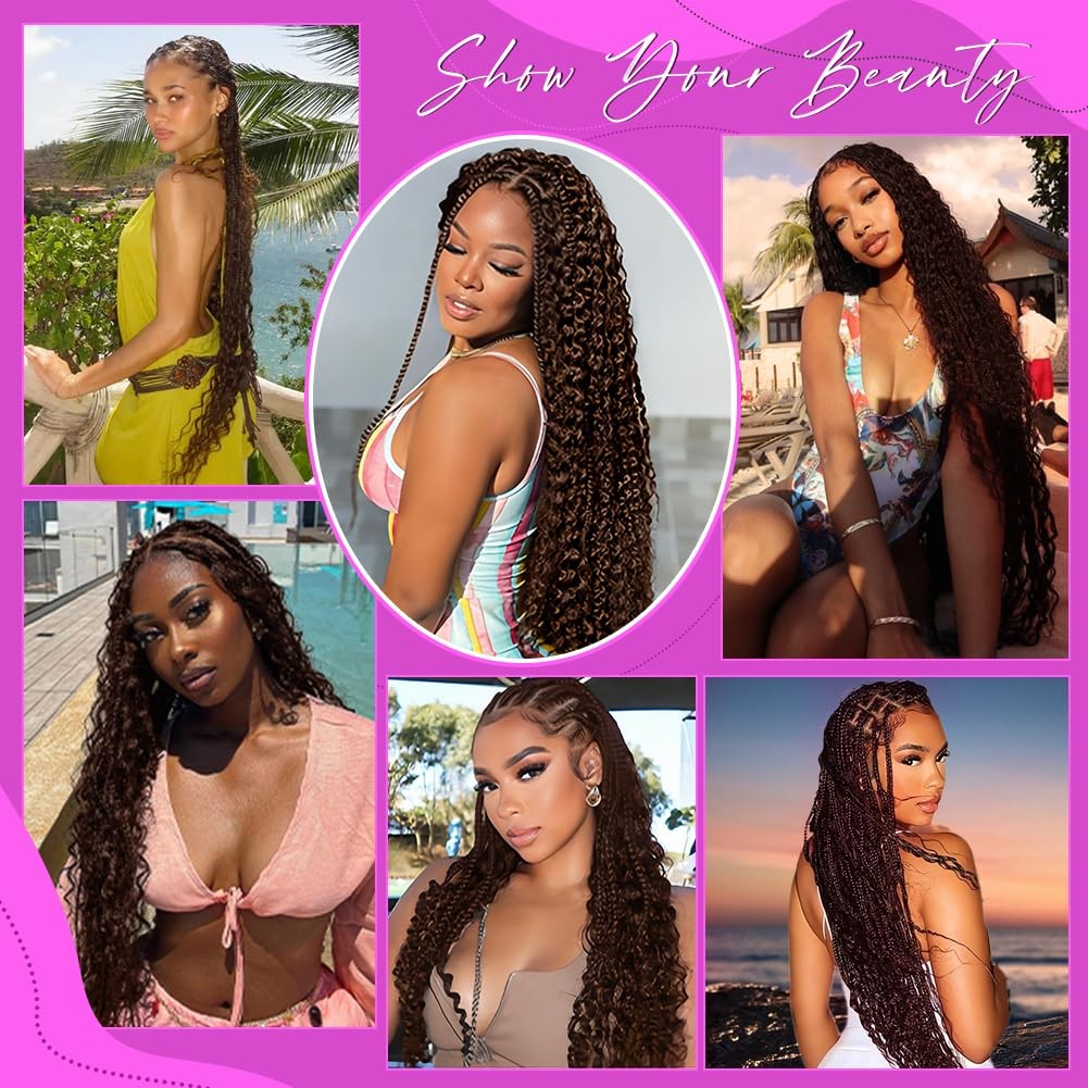 100% Human Boho Braiding Hair Deep Wave Bulk No Weft 18″ #4 Brown 3 Bundles