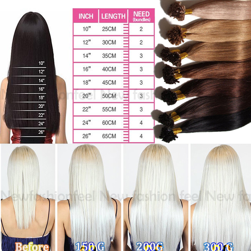 High Keratin Fusion Pre-Bonded Nail U Tip 100% Remy Human Hair Extensions R03