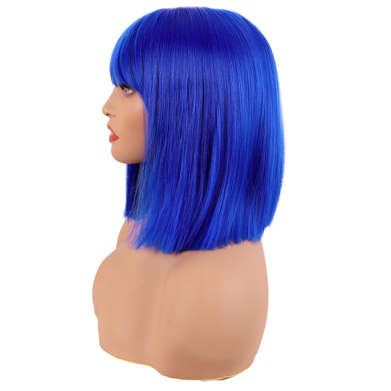 Short Bob Wig Straight Flat Bangs Colorful Synthetic Hair 12 Inch 30cm