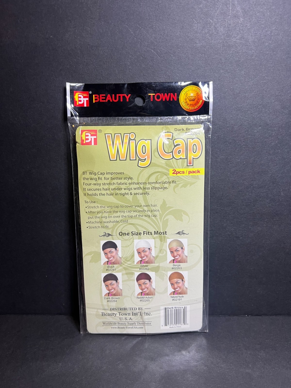 Beauty Town #02264 Dark Brown Long Lasting Lightweight Stretchy Wig Cap 2pc