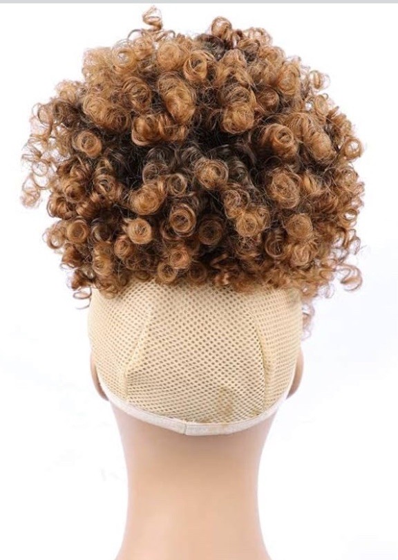 Afro Puff Ponytail W Bangs Wig Kinky Curly Hair Piece T30 Drawstring Black Women