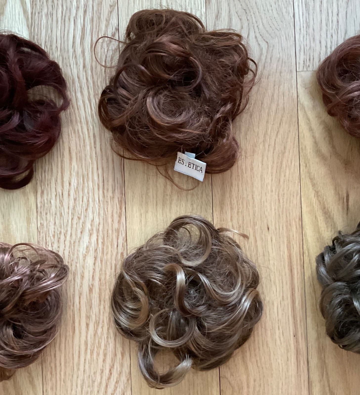 Lot of 6 Hair Scrunchies Red Brown Dark Ash Blond Synthetic Full Sz