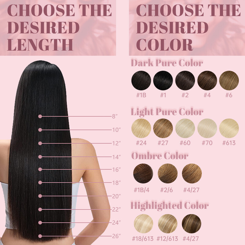 CLEARANCE Clip In Extensions 100% Remy Real Human Hair Full Head 8Pieces 18Clips