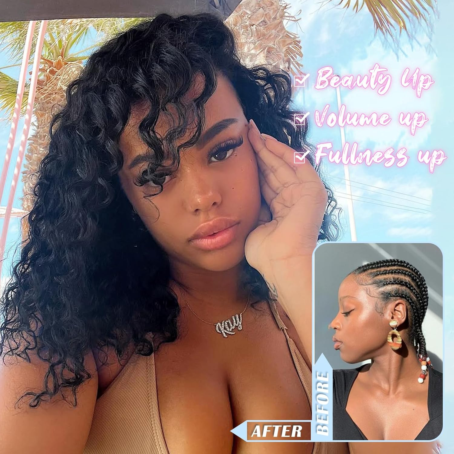 Pre Looped Deep Wave Crochet Hair 12 Inch 7 Packs Short Curly Black Pre Twisted