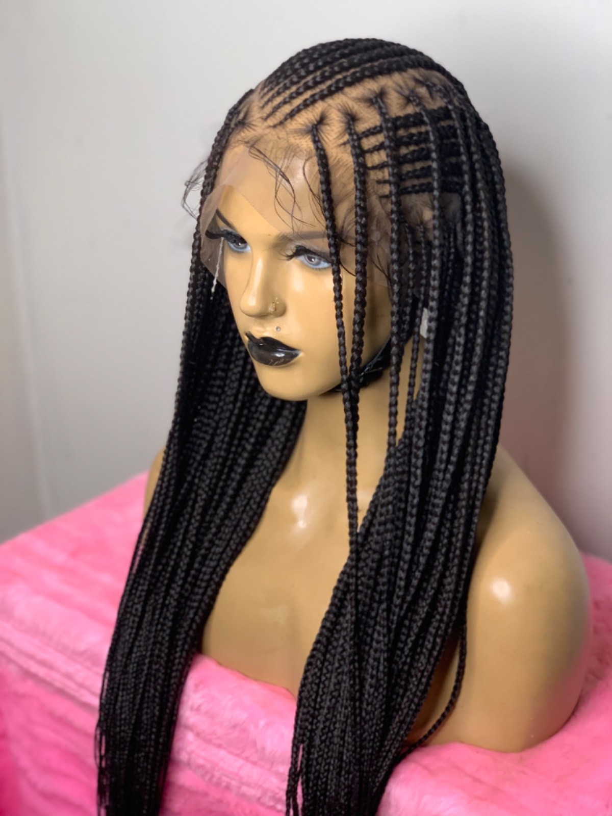 Preorder full lace braided wig, cornrows braids, flip over Fulani, long length