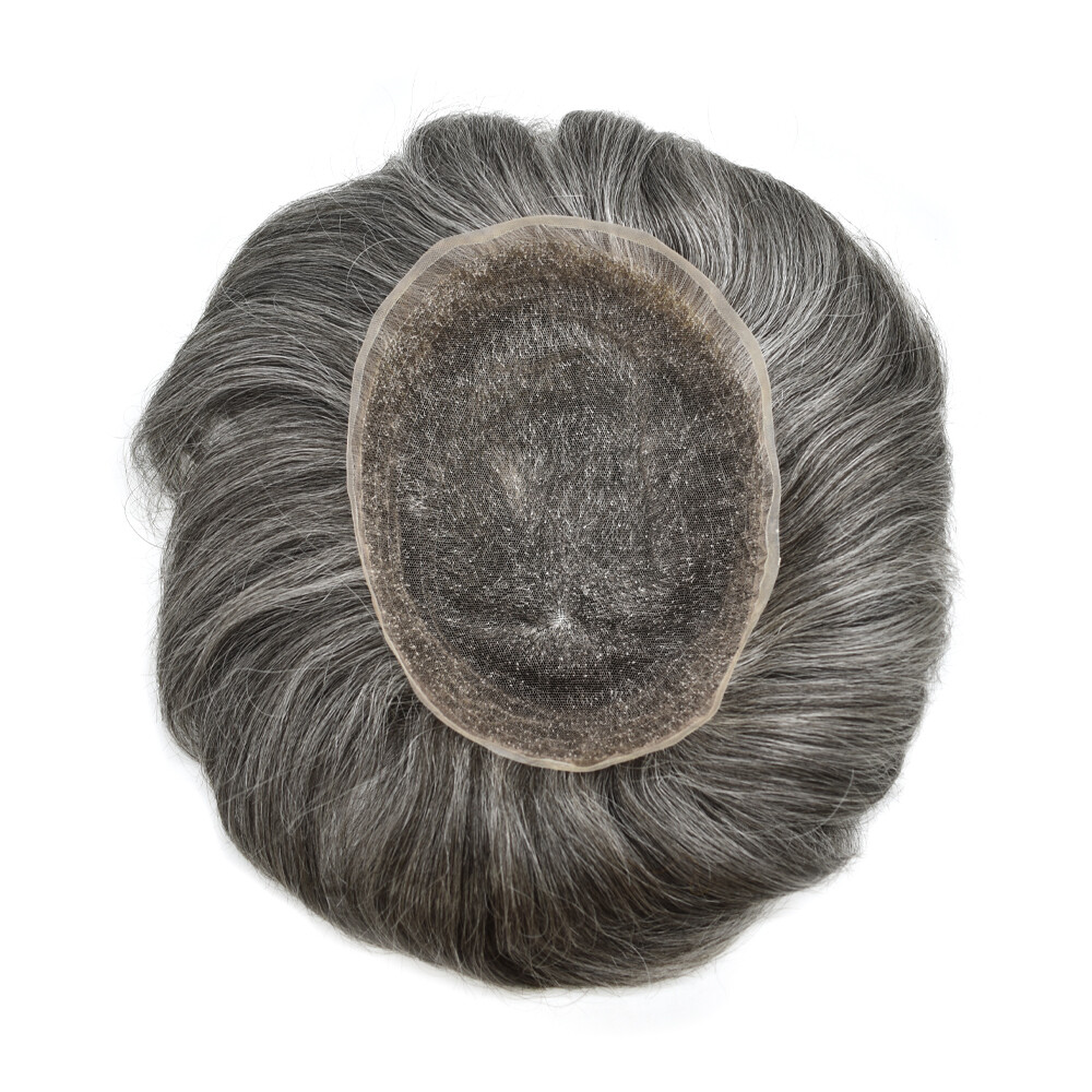 Mens Toupee Hair Replacement System Full French Lace Hairpiece Wig for Men US
