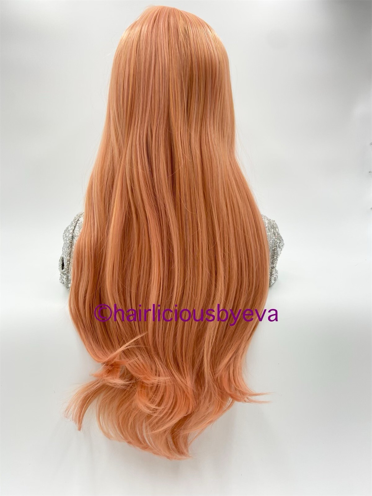 Rose Gold Pink Wig With Bangs Wavy 26 Inch Long Heat Ok