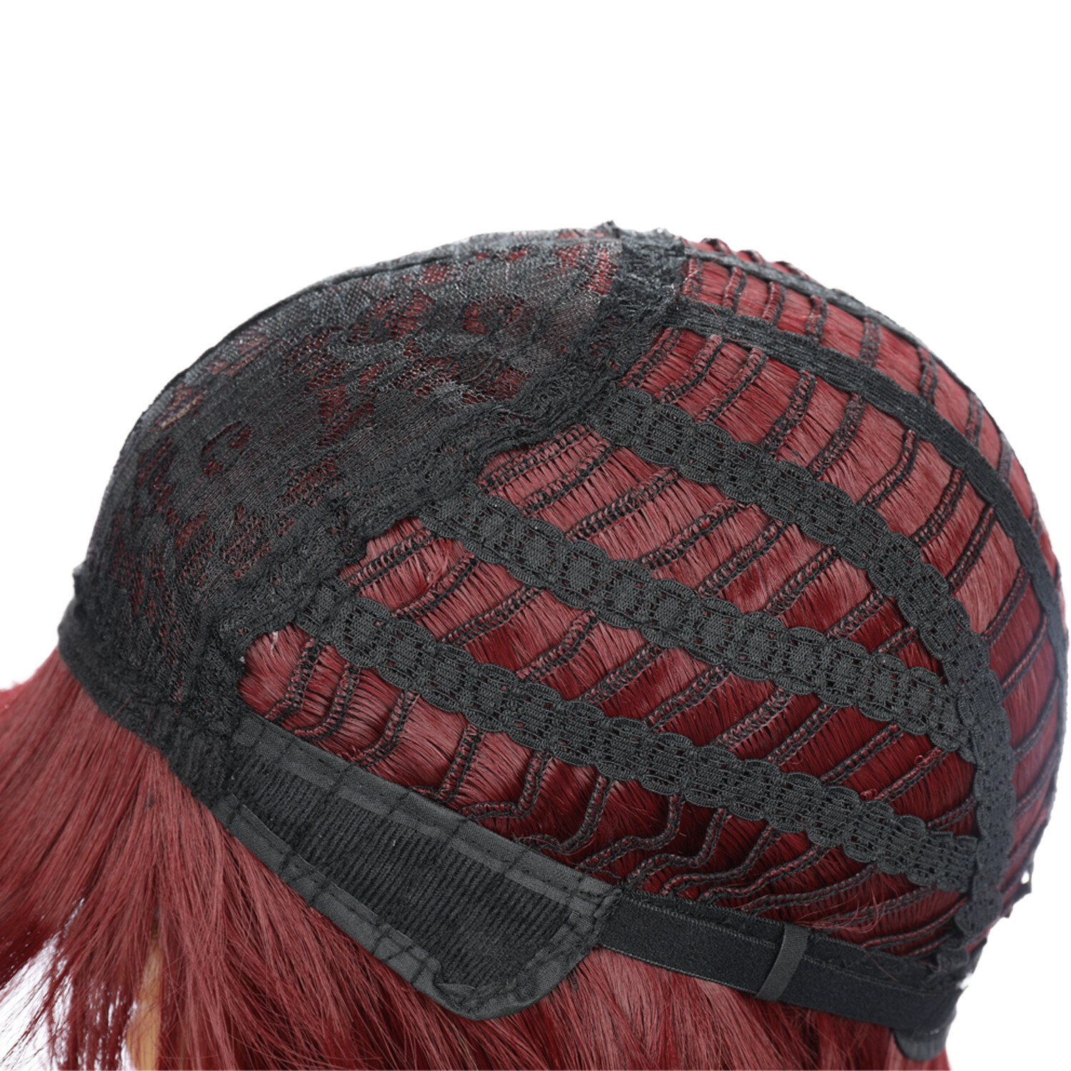 Heat Resistant Fiber Full Bangs Synthetic Hair Wig Natural Fashion Long Wine Red