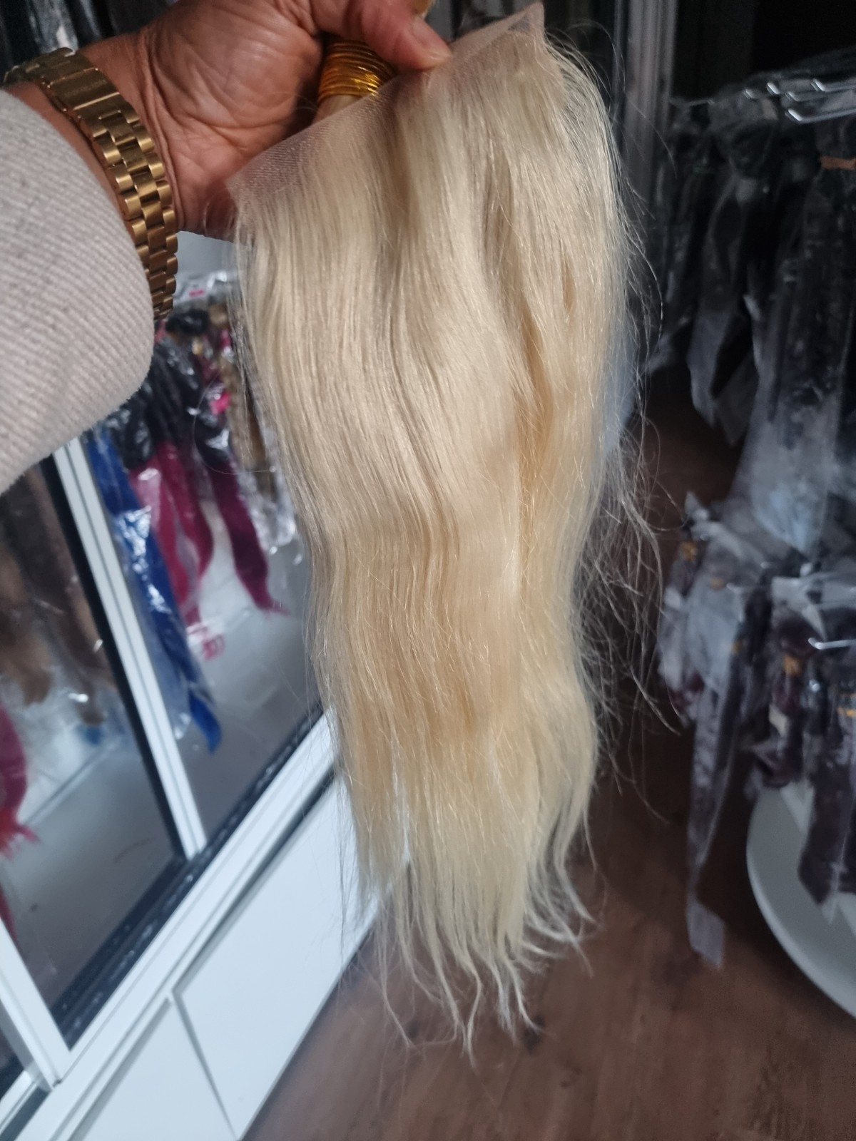 12A BRAZILIAN VIRGIN HUMAN HAIR 18+18&18 CLOSURE 5X5 BLONDE 613# STRAIGHT 260g